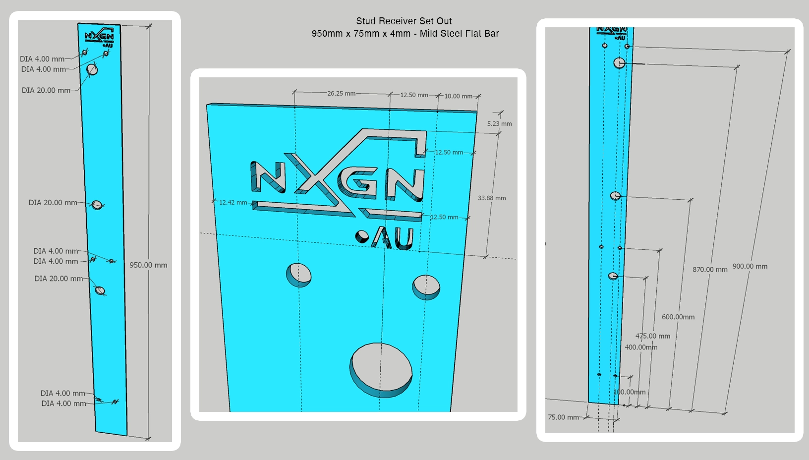 NXGN Upright Stud Receiver Setout