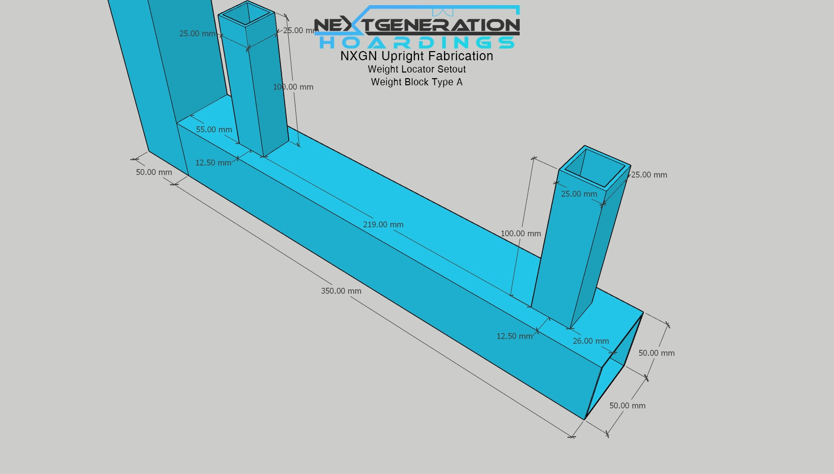 NXGN Uprights - Weight Block Type A Locator Setout