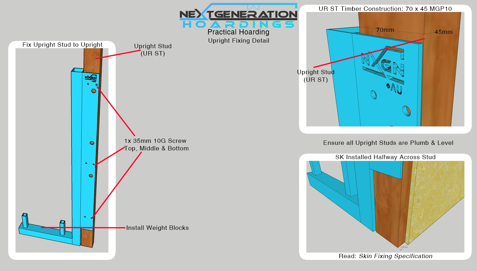 Practical Hoarding - Upright Fixing Detail